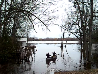 Taylor and Marty canoeing in our backyard